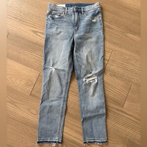 GAP Light Blue Distressed Cigarette Leg High Waist Jeans